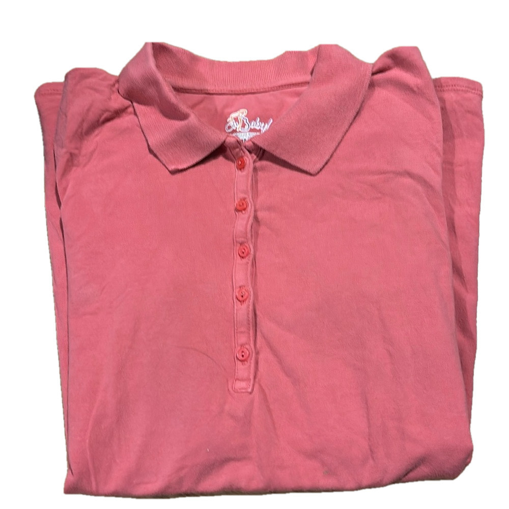 Oh Baby by Motherhood Medium short sleeve maternity pink shirt with collar